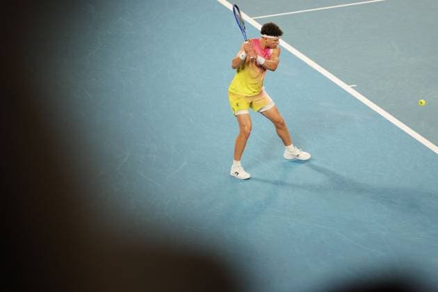 Ben Shelton during the Semi-final match against Sinner in the Rod Laver Arena Australian Open, Day Thirteen, Tennis, Melbourne Park, Melbourne, Australia - 24 Jan 2025  Copyright: xRachelxBach Shutterstockx 15108800dv