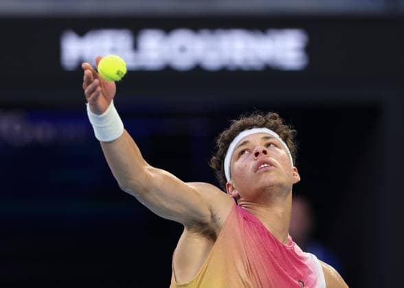 Ben Shelton, Australian Open 2025, Melbourne Park, Melbourne, Victoria, Australia Copyright: xJuergenxHasenkopfx