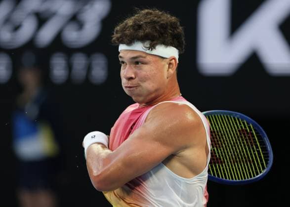 Ben Shelton, Australian Open 2025, Melbourne Park, Melbourne, Victoria, Australia Copyright: xJuergenxHasenkopfx