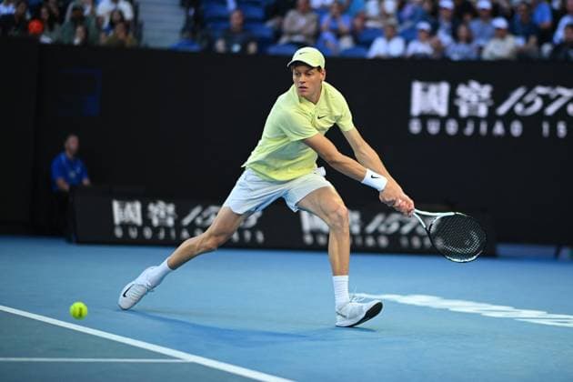 Australian Open - Ben Shelton v Jannik Sinner Jannik Sinner (ITA) during his semi final round match at the 2025 Australian Open at Melbourne Park in Melbourne, VIC, Australia, on January 24, 2025. Photo by Corinne Dubreuil ABACAPRESS.COM Melbourne VIC Australia  Copyright: xDubreuilxCorinne ABACAx