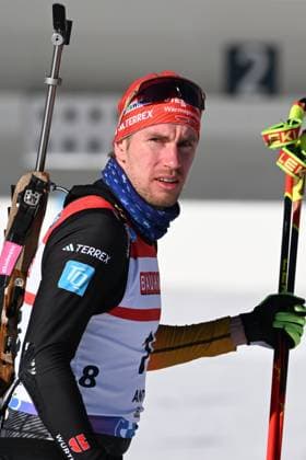 BIATHLON - KUEHN Johannes (GER) beiim 10 km Sprint der Herren des BWM IBU Weltcup Biathlon Antholz am 24.01.2025, Italien, Südtirol Antholz-Anterselva Südtirol Arena Südtirol Italien *** BIATHLON KUEHN Johannes GER in the mens 10 km sprint of the BWM IBU World Cup Biathlon Antholz on 24 01 2025, Italy, South Tyrol Antholz Anterselva Südtirol Arena South Tyrol Italy