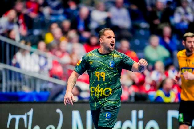 Handball World Championship 2025 main round Sweden Brazil Fornebu 20250124 Brazil s Jean Pierre Dupoux during the World Championship handball match between Sweden and Brazil in Unity Arena Photo Beate Oma Dahle NTB Fornebu Norway EDITORIAL USE ONLY RESTRICTED USE FOR BETTING COMPANIES  Copyright: xBeatexOmaxDahlex xNTBx