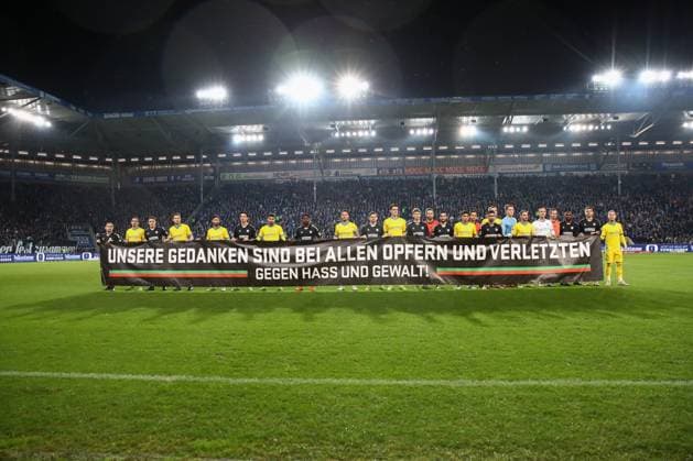 24 01 2025, xgox, Soccer 2 Bundesliga, 1 FC Magdeburg Eintracht Braunschweig emspor, v l banner banner, commemoration of the attack on the Christmas market in Magdeburg on 20 12 2024 DFL DFB REGULATIONS PROHIBIT ANY USE OF PHOTOGRAPHS as IMAGE SEQUENCES and or QUASI VIDEO Magdeburg