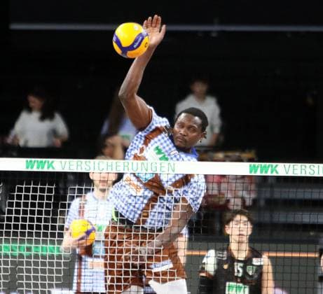 Magloire MAYAULA NZEZA Herrsching , He Volleyballl, Bundesliga, 2024 25, 24 01 25, WWK Volleys Herrsching vs VC Bitterfeld Wolfen, BMW Park, Munich, Copyright: WolfgangxFehrmann
