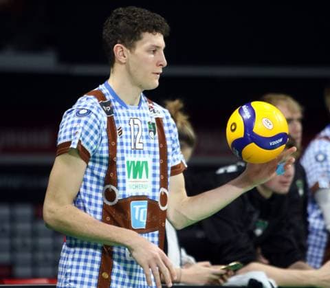 Laurenz WELSCH Herrsching , He Volleyballl, Bundesliga, 2024 25, 24 01 25, WWK Volleys Herrsching vs VC Bitterfeld Wolfen, BMW Park, Munich, Copyright: WolfgangxFehrmann