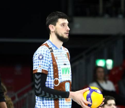 Djorde ILIC (Herrsching), He-Volleyballl, Bundesliga, 2024 25, 24.01.25, WWK Volleys Herrsching vs VC Bitterfeld-Wolfen, BMW Park, Muenchen, Copyright: WolfgangxFehrmann