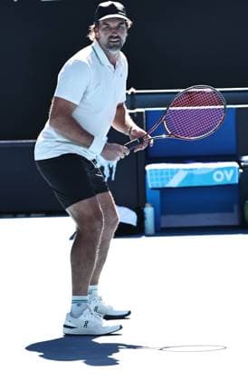 Casey Dellacqua and Patrick Rafter, AUS, during mix doubles legends cup at 2025 Australian Open in Melbourne, 24 01 2025; - 