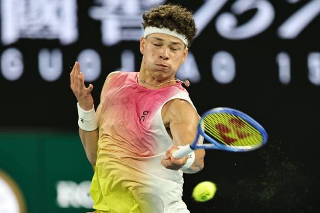 Ben Shelton, USA, during semifinals of 2025 Australian Open in Melbourne, 24 01 2025