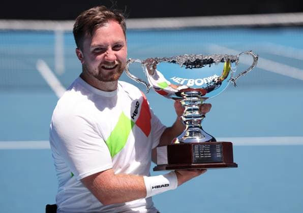 Sam Schroder of the Netherlands celebrates with the trophy Australian Open, Day Fourteen, Tennis, Melbourne Park, Melbourne, Australia - 25 Jan 2025  Copyright: xEllaxLing Shutterstockx 15108786d