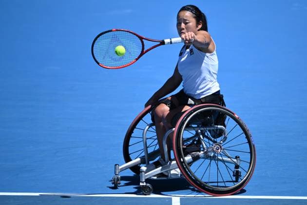 TENNIS AUSTRALIAN OPEN, Yui Kamiji of Japan returns during her Women?s Wheelchair Singles final against Aniek Van Koot of the Netherlands during the 2025 Australian Open at Melbourne Park in Melbourne, Saturday, January 25, 2025. ( NO ARCHIVING, EDITORIAL USE ONLY, NO USE IN BOOKS WITHOUT CONSENT MELBOURNE VICTORIA AUSTRALIA  Copyright: xJOELxCARRETTx 20250125149096030568