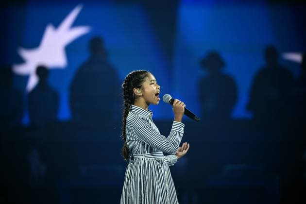 TENNIS AUSTRALIAN OPEN, Zoe Desmier sings the national anthem ahead of Aryna Sabalenka of Belarus and Madison Keys of the USA in thew Women?s Singles Final during the 2025 Australian Open at Melbourne Park in Melbourne, Saturday, January 25, 2025. ( NO ARCHIVING, EDITORIAL USE ONLY, NO USE IN BOOKS WITHOUT CONSENT MELBOURNE VICTORIA AUSTRALIA  Copyright: xJOELxCARRETTx 20250125151360651759