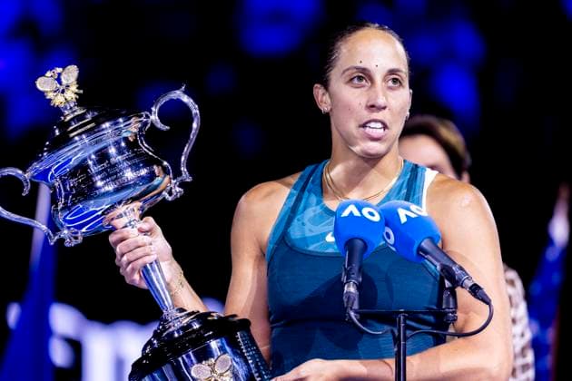 MELBOURNE, VIC - JANUARY 25: Madison Keys of the United States of America holds the the Daphne Akhurst Memorial Cup after winning the Women s Singles Finals of the 2025 Australian Open on January 25 2025, at Melbourne Park in Melbourne, Australia. (Photo by Jason Heidrich Icon Sportswire) TENNIS: JAN 25 Australian Open EDITORIAL USE ONLY Icon250125008