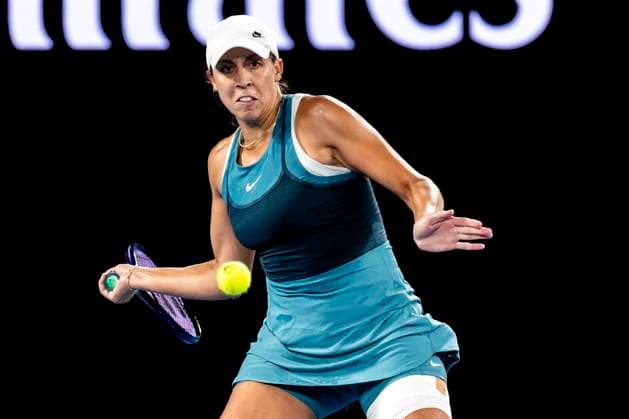 MELBOURNE, VIC - JANUARY 25: Madison Keys of the United States of America in action during the Women s Singles Finals of the 2025 Australian Open on January 25 2025, at Melbourne Park in Melbourne, Australia. (Photo by Jason Heidrich Icon Sportswire) TENNIS: JAN 25 Australian Open EDITORIAL USE ONLY Icon250125072