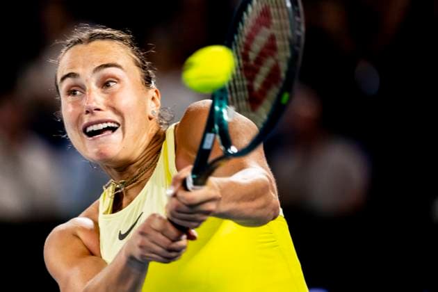 MELBOURNE, VIC - JANUARY 25: Aryna Sabalenka of Belarus in action during the Women s Singles Finals of the 2025 Australian Open on January 25 2025, at Melbourne Park in Melbourne, Australia. (Photo by Jason Heidrich Icon Sportswire) TENNIS: JAN 25 Australian Open EDITORIAL USE ONLY Icon250125146