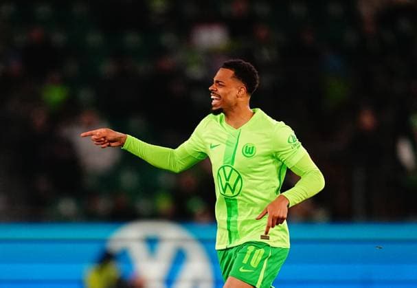 January 24 2025: Lukas Nmecha (VfL Wolfsburg) gestures during a 1. Bundesligaa game, VFL Wolfsburg vs Holstein Kiel, at Volkswagen Arena , Wolfsburg, Germany. Ulrik Pedersen - ZUMAc04_ 20250124_zma_c04_206 Copyright: xCSMx