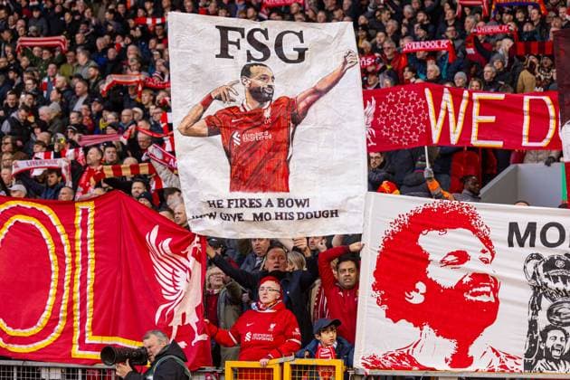 Football - FA Premier League - Liverpool FC v Ipswich Town FC LIVERPOOL, ENGLAND - Saturday, January 25, 2025: Liverpool supporters banner for Mohamed Salah during the FA Premier League match between Liverpool FC and Ipswich Town FC at Anfield. (Photo by David Rawcliffe Propaganda) LIVERPOOL Anfield MERSEYSIDE ENGLAND  Copyright: xDavidxRawcliffex P2025-01-25-Liverpool_Ipswich-13