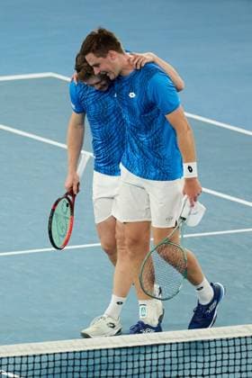 Harri Heliövaara of Finland and Henry Patten of Great Britain celebrate winning the Australian Open Men s Doubles final Australian Open, Day Fourteen, Tennis, Melbourne Park, Melbourne, Australia - 25 Jan 2025  Copyright: xRachelxBach Shutterstockx 15108801ct