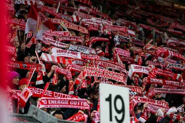 Cottbus, Germany 25 January 2025 3 Liga 2024 2025 FC Energie Cottbus vs SG Dynamo Dresden Im Bild Fanblock Energie Cottbus DFB regulations prohibit any use of photographs as image sequences and or quasi video LEAG Energie Stadion Brandenburg Copyright: xFotostandx xWeilandx