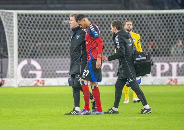 Soccer, Men, Season 2024 2025, 2 Bundesliga 19 Matchday , Hertha BSC Hamburger SV, Injury Davie Selke Hamburger SV , 25 01 2025, Copyright: xSebastianxRäppold MatthiasxKochx