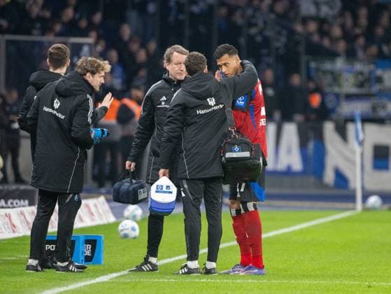 Soccer, Men, Season 2024 2025, 2 Bundesliga 19 Matchday , Hertha BSC Hamburger SV, Injury Davie Selke Hamburger SV , 25 01 2025, Copyright: xSebastianxRäppold MatthiasxKochx