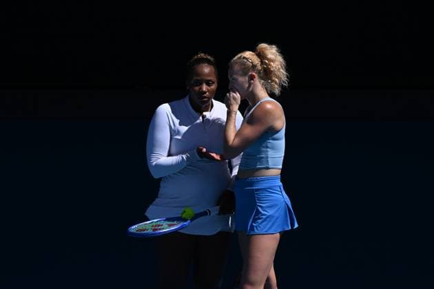 TENNIS AUSTRALIAN OPEN, Katerina Siniakova (right) of the Czech Republic and Taylor Townsend (left) of the USA during Women?s Doubles final against Jelena Ostapenko of Latvia and Su-Wei Hsieh of Chinese Taipei during the 2025 Australian Open at Melbourne Park in Melbourne, Sunday, January 26, 2025. ( NO ARCHIVING, EDITORIAL USE ONLY, NO USE IN BOOKS WITHOUT CONSENT MELBOURNE VICTORIA AUSTRALIA  Copyright: xJAMESxROSSx 20250126110117490603