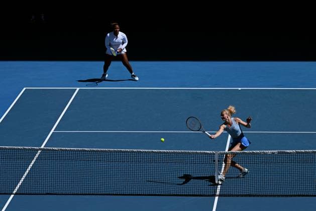 TENNIS AUSTRALIAN OPEN, Katerina Siniakova (right) of the Czech Republic and Taylor Townsend (left) of the USA during Women?s Doubles final against Jelena Ostapenko of Latvia and Su-Wei Hsieh of Chinese Taipei during the 2025 Australian Open at Melbourne Park in Melbourne, Sunday, January 26, 2025. ( NO ARCHIVING, EDITORIAL USE ONLY, NO USE IN BOOKS WITHOUT CONSENT MELBOURNE VICTORIA AUSTRALIA  Copyright: xJAMESxROSSx 20250126147963378930