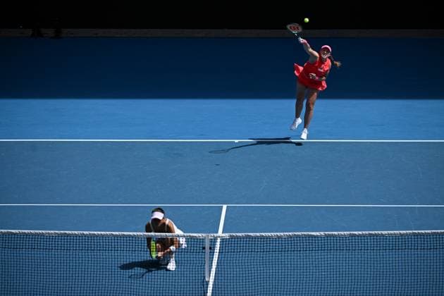 TENNIS AUSTRALIAN OPEN, Jelena Ostapenko (right) of Latvia and Su-Wei Hsieh of Chinese Taipei (left) during Women?s Doubles final against Katerina Siniakova of the Czech Republic and Taylor Townsend of the USA during the 2025 Australian Open at Melbourne Park in Melbourne, Sunday, January 26, 2025. ( NO ARCHIVING, EDITORIAL USE ONLY, NO USE IN BOOKS WITHOUT CONSENT MELBOURNE VICTORIA AUSTRALIA  Copyright: xJAMESxROSSx 20250126188785229395
