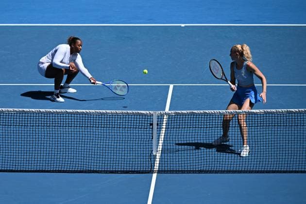 TENNIS AUSTRALIAN OPEN, Katerina Siniakova (right) of the Czech Republic and Taylor Townsend (left) of the USA during Women?s Doubles final against Jelena Ostapenko of Latvia and Su-Wei Hsieh of Chinese Taipei during the 2025 Australian Open at Melbourne Park in Melbourne, Sunday, January 26, 2025. ( NO ARCHIVING, EDITORIAL USE ONLY, NO USE IN BOOKS WITHOUT CONSENT MELBOURNE VICTORIA AUSTRALIA  Copyright: xJAMESxROSSx 20250126147281642548
