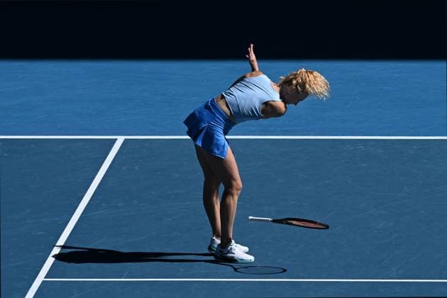 Sport Bilder des Tages TENNIS AUSTRALIAN OPEN, Katerina Siniakova of the Czech Republic reacts during Women?s Doubles final against Jelena Ostapenko of Latvia and Su-Wei Hsieh of Chinese Taipei during the 2025 Australian Open at Melbourne Park in Melbourne, Sunday, January 26, 2025. ( NO ARCHIVING, EDITORIAL USE ONLY, NO USE IN BOOKS WITHOUT CONSENT MELBOURNE VICTORIA AUSTRALIA  Copyright: xJAMESxROSSx 20250126144968051500