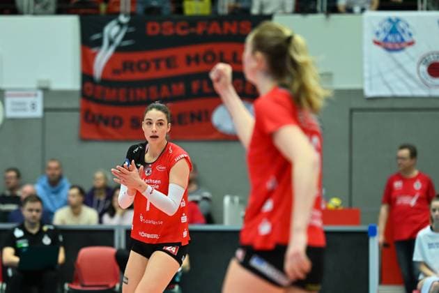 Julie Lengweiler Dresdner SC, 7 Dresdner SC vs SC Potsdam, 1 Volleyball Bundesliga Women, Season 2024 2025, 25 01 2025 Dresdner SC vs SC Potsdam, 1 Volleyball Bundesliga Women, Season 2024 2025, 25 01 2025 Dresden Copyright: xEibner-Pressefoto xHoepnerx EP_PHR