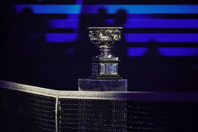 The trophy before the final of 2025 Australian Open in Melbourne, 26 01 2025