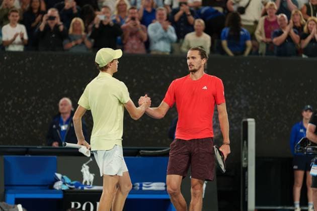 January 26, 2025: 1st seed JANNIK SINNER of Italy celebrates after defeating 2nd seed ALEXANDER ZVEREV of Germany on Rod Laver Arena in the Men s Singles Final match on day 15 of the 2025 Australian Open in Melbourne, Australia. Cal Media Melbourne Australia - ZUMAc04_ 20250126_faf_c04_024 Copyright: xSydneyxLowx