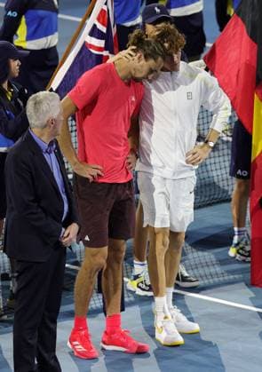 Jannik Sinner of Italy embraces Alexander Zverev of Germany after winning the Australian Open Australian Open, Day Fifteen, Tennis, Melbourne Park, Melbourne, Australia - 26 Jan 2025  Copyright: xRachelxBach Shutterstockx 15108805s
