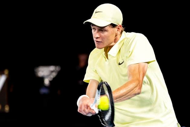 MELBOURNE, VIC - JANUARY 26: Jannik Sinner of Italy in action during the Men s Singles Final of the 2025 Australian Open on January 26 2025, at Melbourne Park in Melbourne, Australia. (Photo by Jason Heidrich Icon Sportswire) TENNIS: JAN 26 Australian Open EDITORIAL USE ONLY Icon250126077