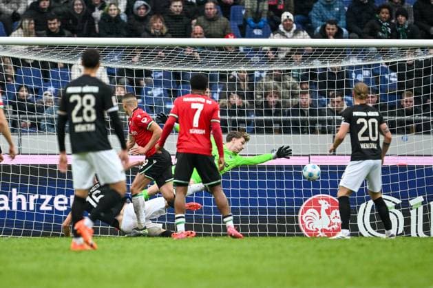 2 Bundesliga Hannover 06 SC Preußen Münster on 26 01 2025 at HDI Arena in Hannover Goal to 1 1 Goalscorer Nicolo Tresoldi Hannover 96 with the goal to 1 1 MT
