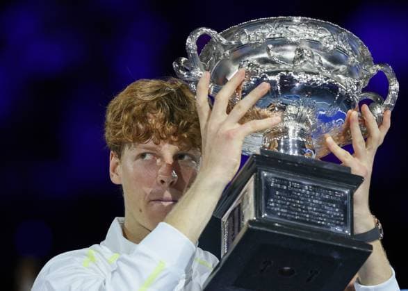 Jannik Sinner ITA , Award Ceremony, Presentation, Australian Open 2025, Melbourne Park, Melbourne, Victoria, Australia Copyright: xJuergenxHasenkopfx
