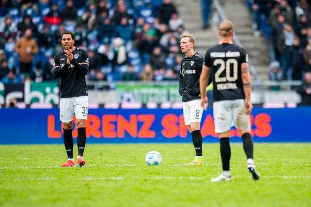 26 01 2025 Soccer, 2024 2025, 2 Bundesliga, Matchday 19, Hannover 96 SC Preußen Münster L R Etienne Amenyido Münster , Joshua Mees Münster , Jorrit Hendrix Münster DFL REGULATIONS PROHIBIT ANY USE OF PHOTOGRAPHS AS IMAGE SEQUENCES AND OR QUASI VIDEO Hannover Lower Saxony Germany Heinz von Heiden Arena