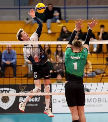 BAU 26.01.2025 Ludwigsburg Volleyball Barock Volleys MTV Ludwigsburg vs. TV Bühl, Mykyta Dhapovalov (LB, links)