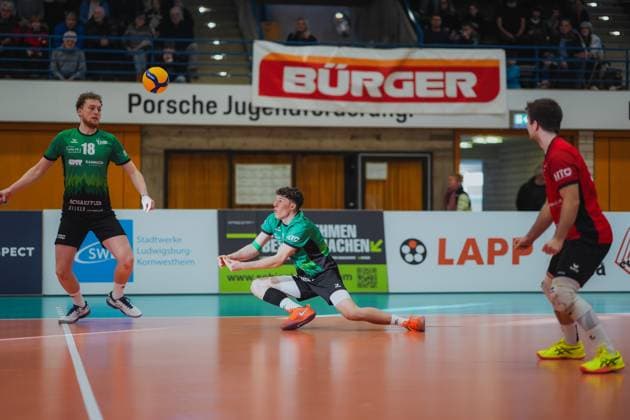 Jonah Dornheim Barock Volleys MTV Ludwigsburg, 03 at the reception, Barock Volleys MTV Ludwigsburg vs TV Buehl, Volleyball, 2 Volleyball Bundesliga, 2 BLM Sued, Men, 15 Matchday, Season 2024 2025, 26 01 2025, Barock Volleys MTV Ludwigsburg vs TV Buehl, Volleyball, 2 Volleyball Bundesliga, 2 BLM Sued, Men, 15 Matchday, Season 2024 2025, 26 01 2025 Ludwigsburg Copyright: xEibner-Pressefoto LarsxNeumannx EP_LNN