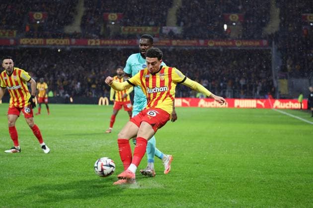 FOOTBALL : RC Lens vs Angers SCO - Ligue 1 - 26 01 2025 Neil EL AYNAOUI (RC Lens) lors du match RC Lens - Angers SCO, Ligue 1, stade Bollaert-Delelis, le 26 janvier 2025  Copyright: xLaurentxSANSONx