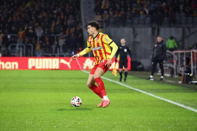 FOOTBALL : RC Lens vs Angers SCO - Ligue 1 - 26 01 2025 Neil EL AYNAOUI (RC Lens) lors du match RC Lens - Angers SCO, Ligue 1, stade Bollaert-Delelis, le 26 janvier 2025  Copyright: xLaurentxSANSONx