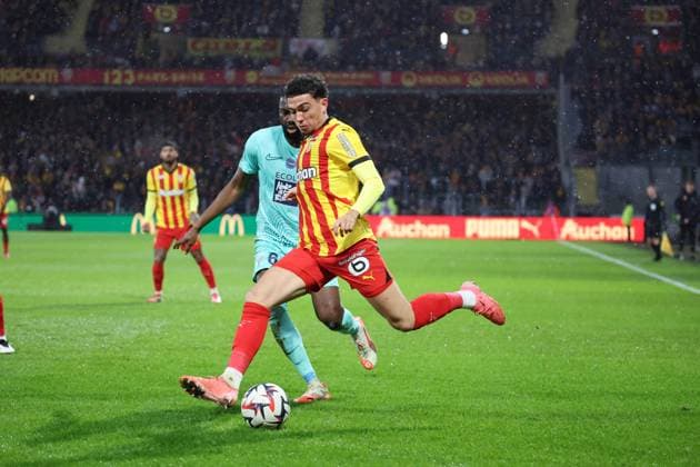 FOOTBALL : RC Lens vs Angers SCO - Ligue 1 - 26 01 2025 Neil EL AYNAOUI (RC Lens) lors du match RC Lens - Angers SCO, Ligue 1, stade Bollaert-Delelis, le 26 janvier 2025  Copyright: xLaurentxSANSONx