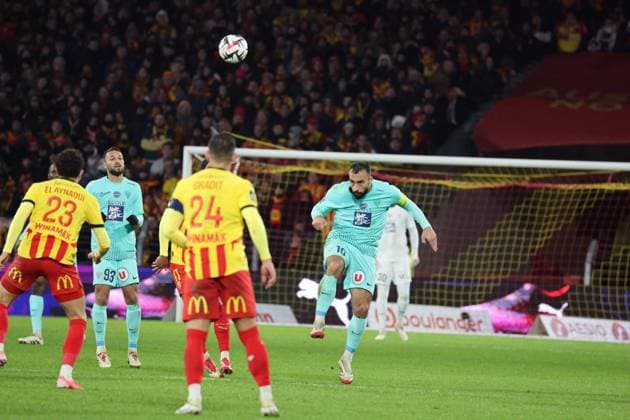 FOOTBALL : RC Lens vs Angers SCO - Ligue 1 - 26 01 2025 Himad ABDELLI (Angers SCO) lors du match RC Lens - Angers SCO, Ligue 1, stade Bollaert-Delelis, le 26 janvier 2025  Copyright: xLaurentxSANSONx