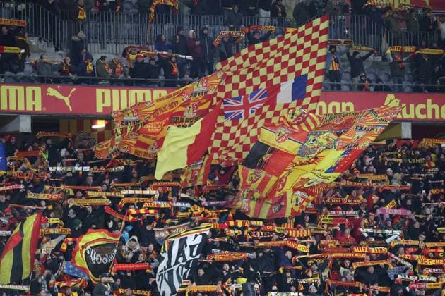 FOOTBALL : RC Lens vs Angers SCO - Ligue 1 - 26 01 2025 Supporters de Lens lors du match RC Lens - Angers SCO, Ligue 1, stade Bollaert-Delelis, le 26 janvier 2025  Copyright: xLaurentxSANSONx
