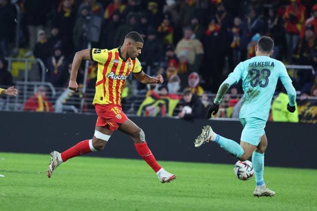 FOOTBALL : RC Lens vs Angers SCO - Ligue 1 - 26 01 2025 Andy DIOUF (RC Lens) lors du match RC Lens - Angers SCO, Ligue 1, stade Bollaert-Delelis, le 26 janvier 2025  Copyright: xLaurentxSANSONx