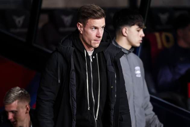 January 26, 2025, Barcelona, Barcelona, SPAIN: Marc-Andre ter Stegen of FC Barcelona, Barca looks on during the Spanish league, La Liga EA Sports, football match played between FC Barcelona and Valencia CF at Estadio Olimpico de Montjuic on January 26, 2025 in Barcelona, Spain. Barcelona SPAIN - ZUMAa181 20250126_zaa_a181_276 Copyright: xJavierxBorregox