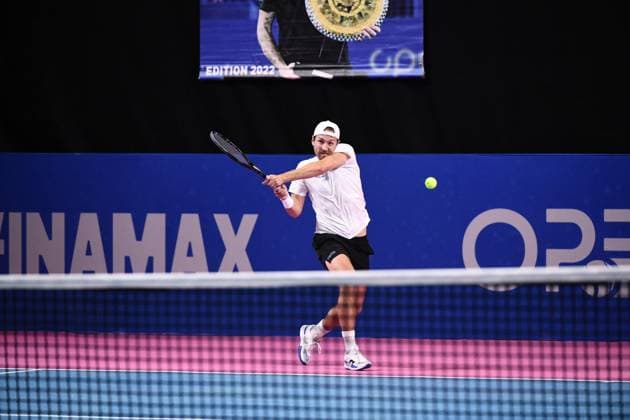 TENNIS : Open Sud de France ATP, Tennis Herren 250 - 27 01 2025 MONTPELLIER, FRANCE - JANUARY 27 : Robin HAASE (NED) - Botic VAN DE ZANDSCHULP (NED) vs. Richard GASQUET (FRA) - Lucas POUILLE (FRA) during the qualifying final of the ATP 250 Open Sud de France tournament in Montpellier, France on January 27th, 2025. MontpellierFrance  Copyright: xValentinaxClaretx