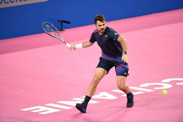 TENNIS : Open Sud de France ATP, Tennis Herren 250 - 27 01 2025 MONTPELLIER, FRANCE - JANUARY 27 : WC Stan WAWRINKA (SUI) vs. Arthur CAZAUX (FRA) at the ATP 250 Open Sud de France tournament in Montpellier, France on January 27th, 2025. MontpellierFrance  Copyright: xValentinaxClaretx