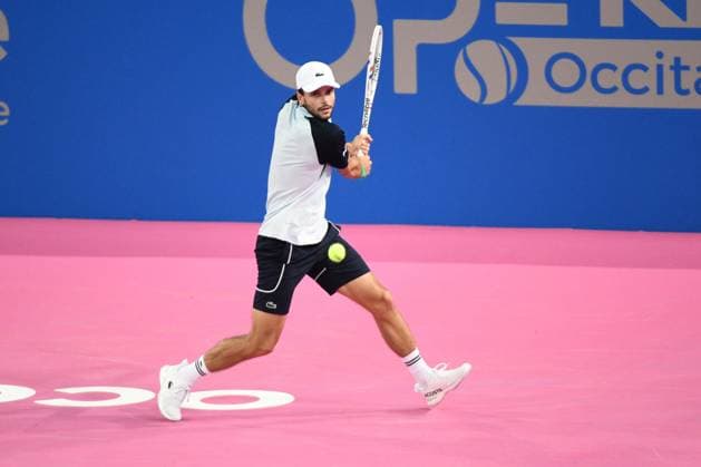 TENNIS : Open Sud de France ATP, Tennis Herren 250 - 27 01 2025 MONTPELLIER, FRANCE - JANUARY 27 : WC Gregoire BARRERE (FRA) vs. Dominik KOEPFER (GER) at the ATP 250 Open Sud de France tournament in Montpellier, France on January 27th, 2025. MontpellierFrance  Copyright: xValentinaxClaretx