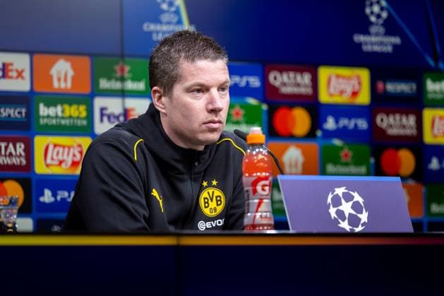 28 01 2025, Press conference for the UEFA Champions League match between Borussia Dortmund and Shakhtar Donetsk with head coach Mike Tullberg Borussia Dortmund , Dortmund Signal Iduna Park NRW Germany xRHR PHOTO ENx Copyright: DennisxEwert RHR-FOTOx RHR-FOTO DE
